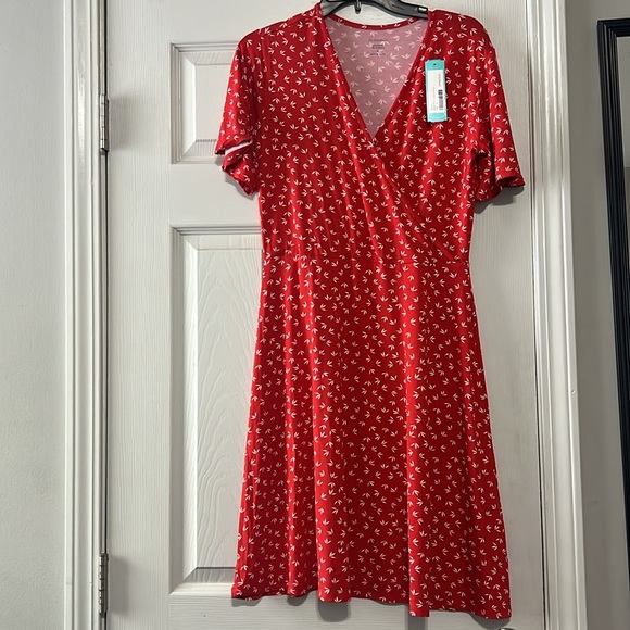 41 HAWTHORN Elisse Knit Surplice Dress Red and White - Picture 6 of 10